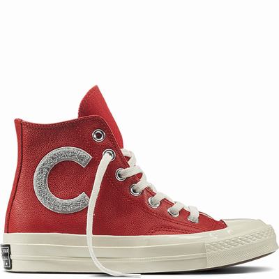 Converse Chuck Taylor All Star '70 Wool Wordmark High Tops Womens - Red/Grey Shoes (902SLAZC)